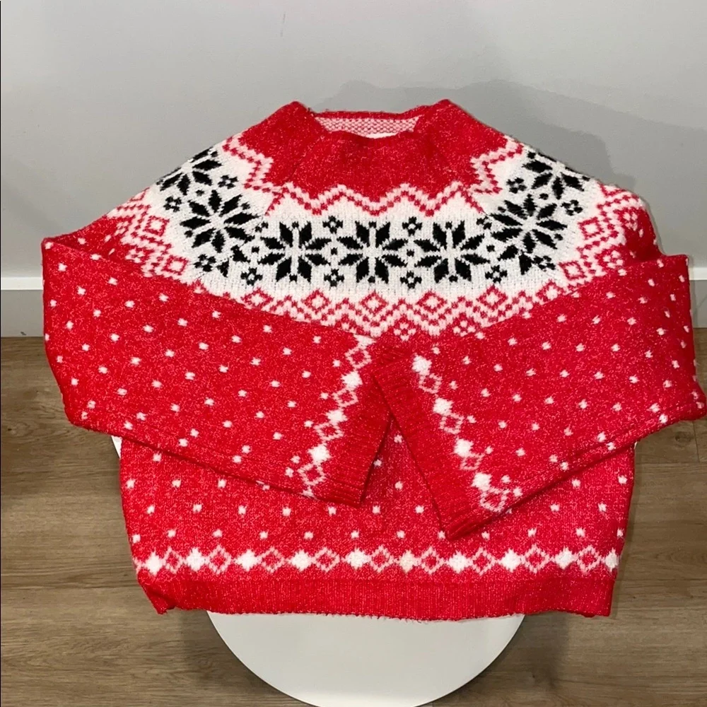 Red and White Snowflake Sweater
